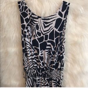 Drama Gold - Black & White High Low Sun Dress S